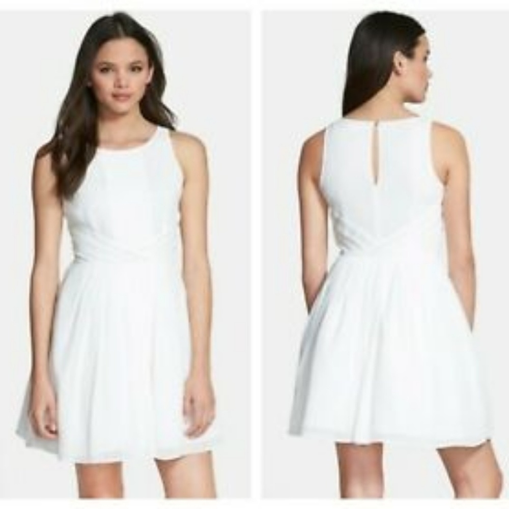Soprano Pleated Skater Dress White Summer